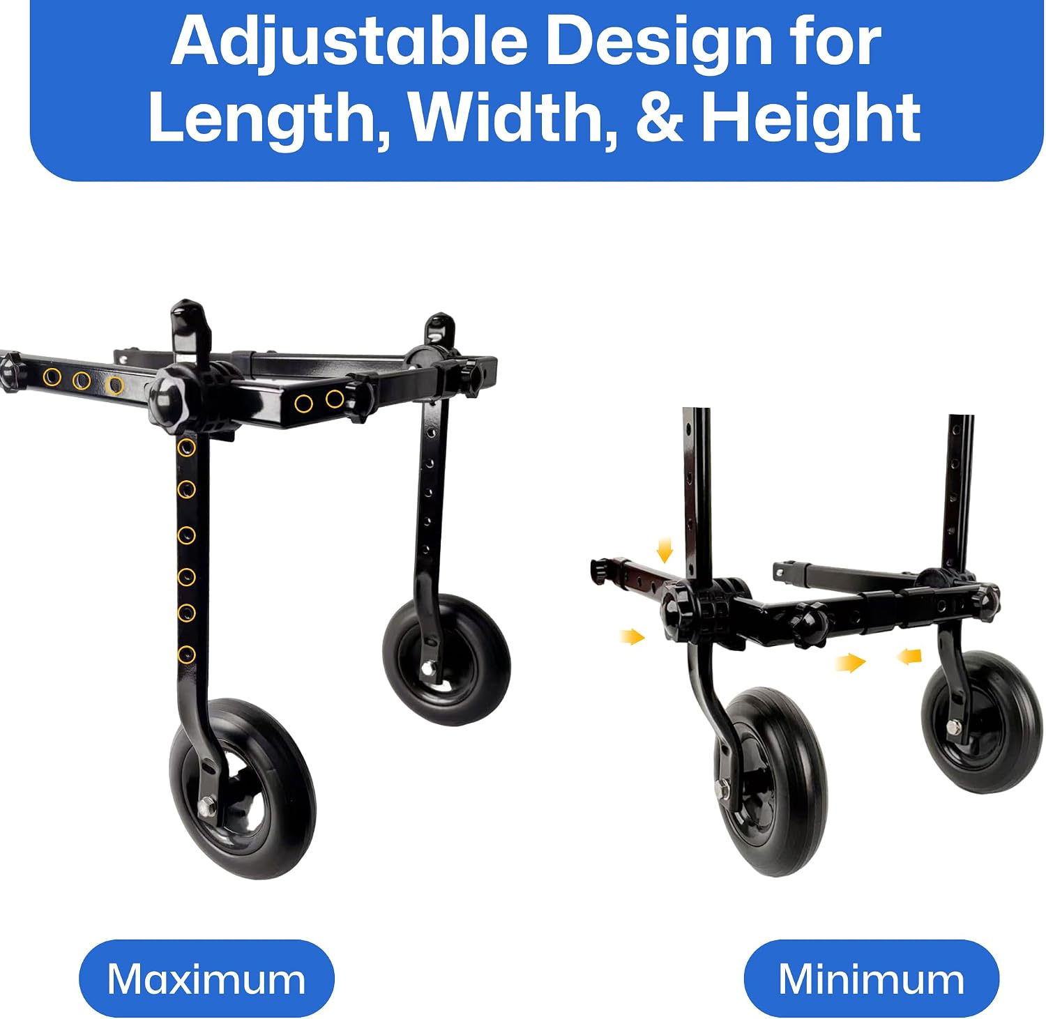 Rear view of HiSnug mobility cart for disabled small dogs