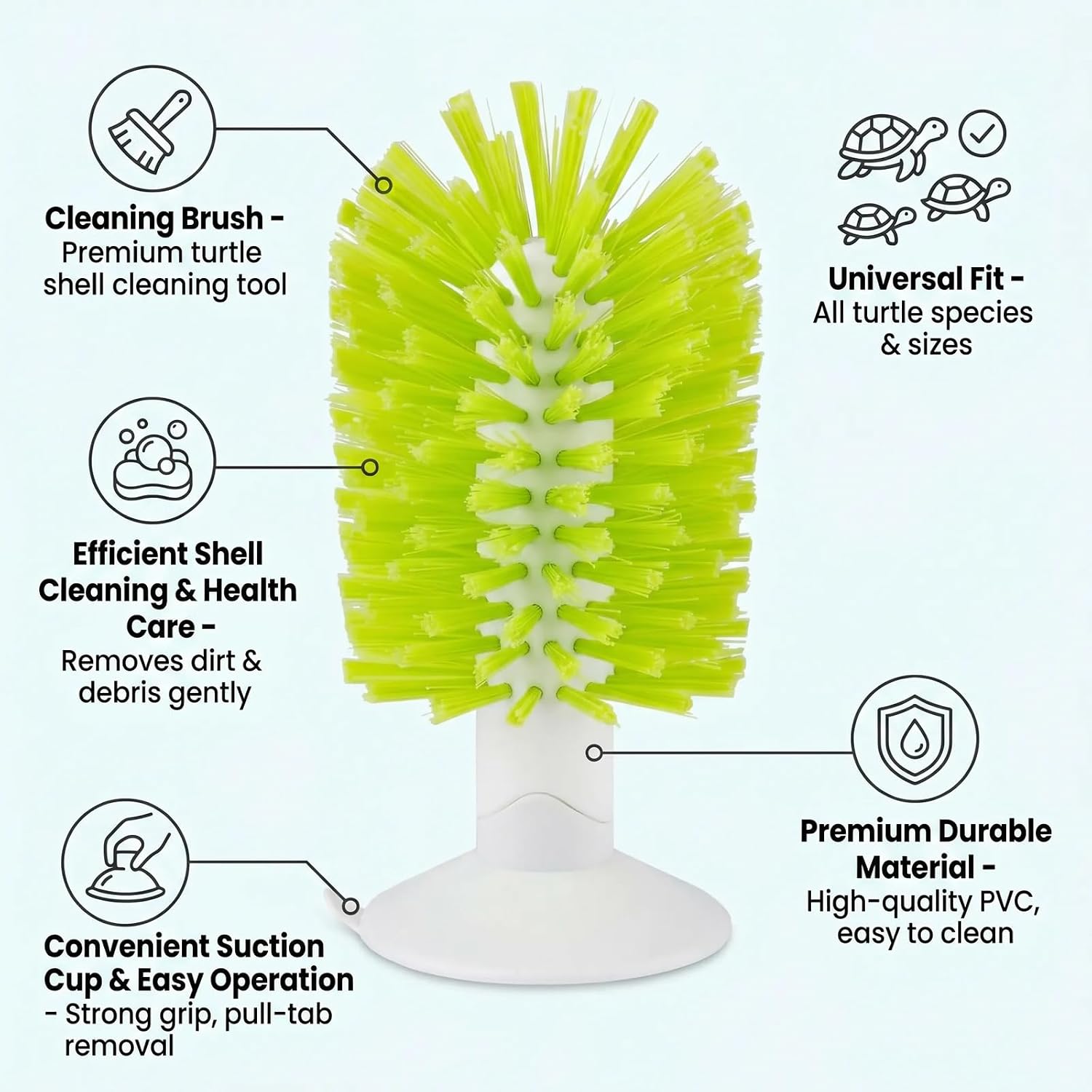 Gosknor turtle habitat accessory showing the dense all directional nylon bristles