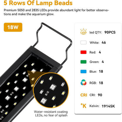 Close up of Hygger aquarium LED lamp beads