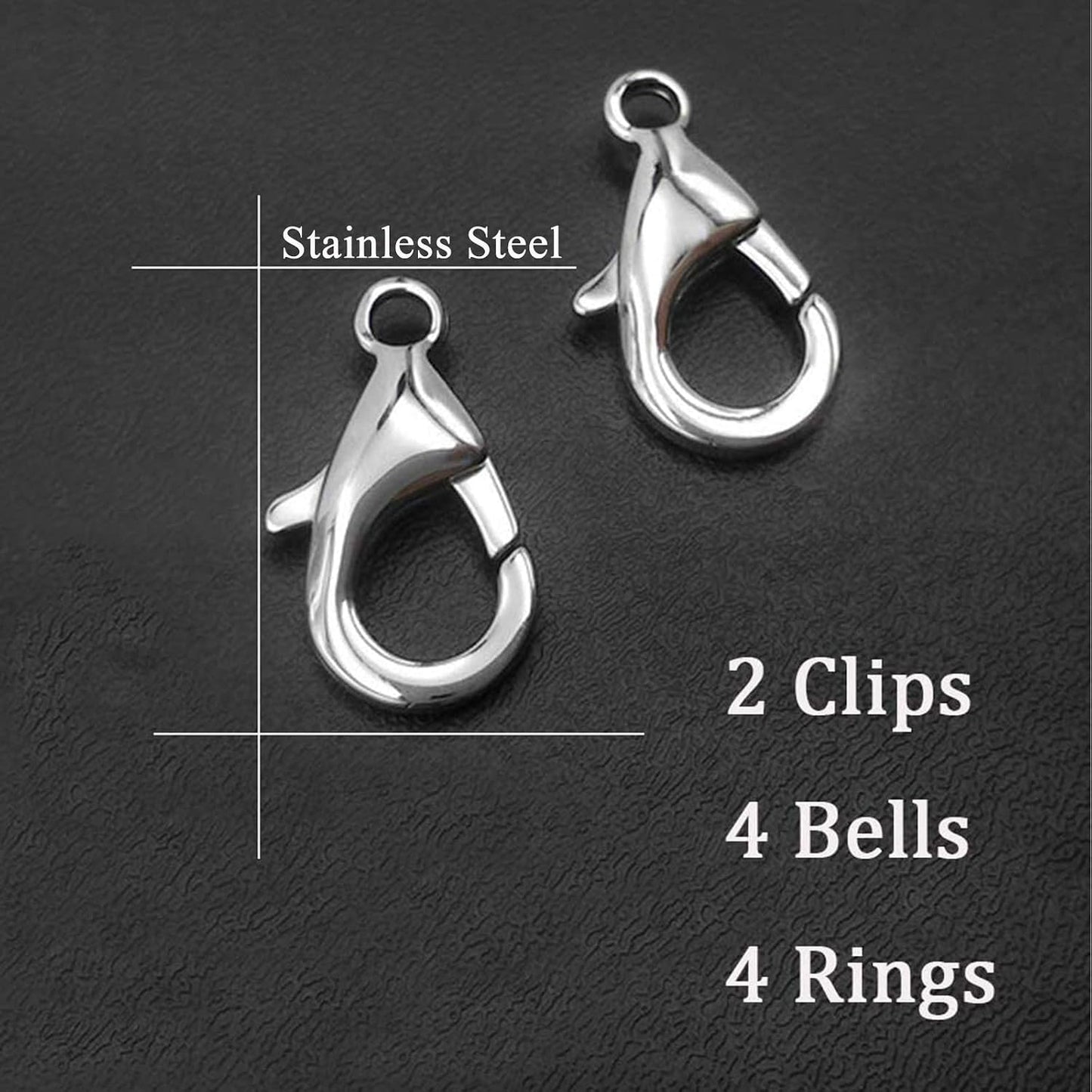 IVIA PET loud collar bell charm set displayed with dimensions highlighting the zero point forty seven inch diameter