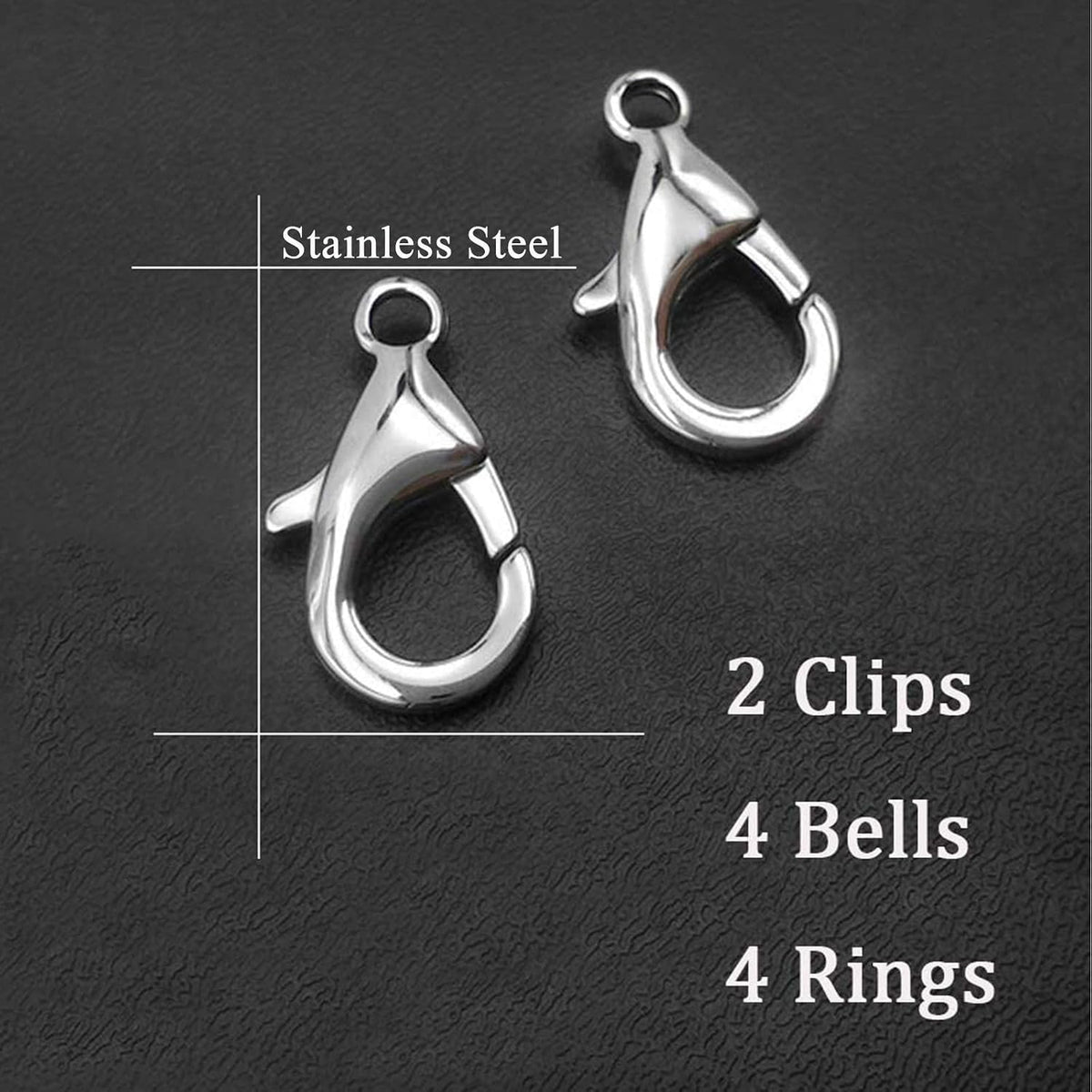 IVIA PET loud collar bell charm set displayed with dimensions highlighting the zero point forty seven inch diameter
