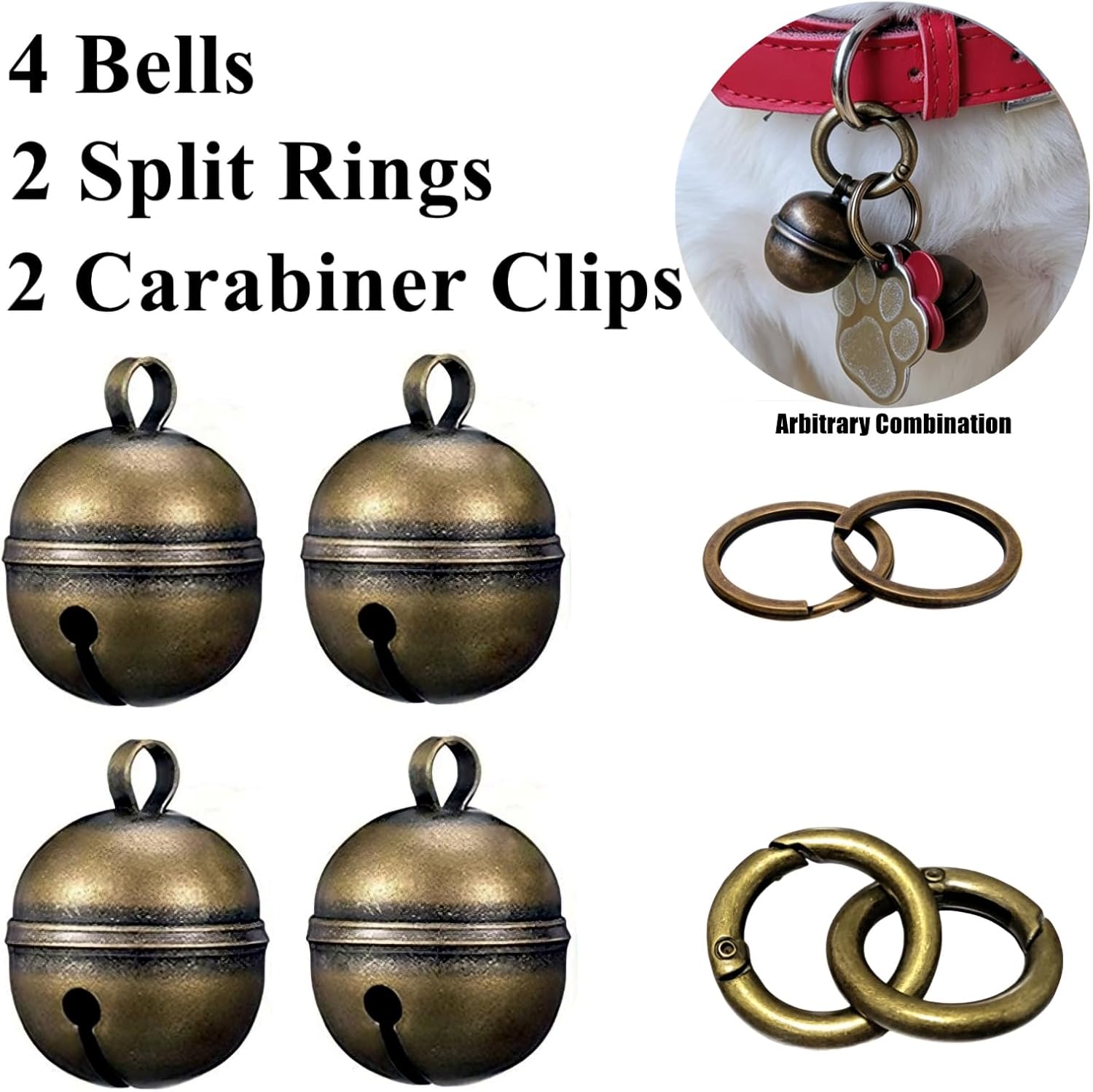 Chyobo copper pet tracking accessory set including four bells and carabiners