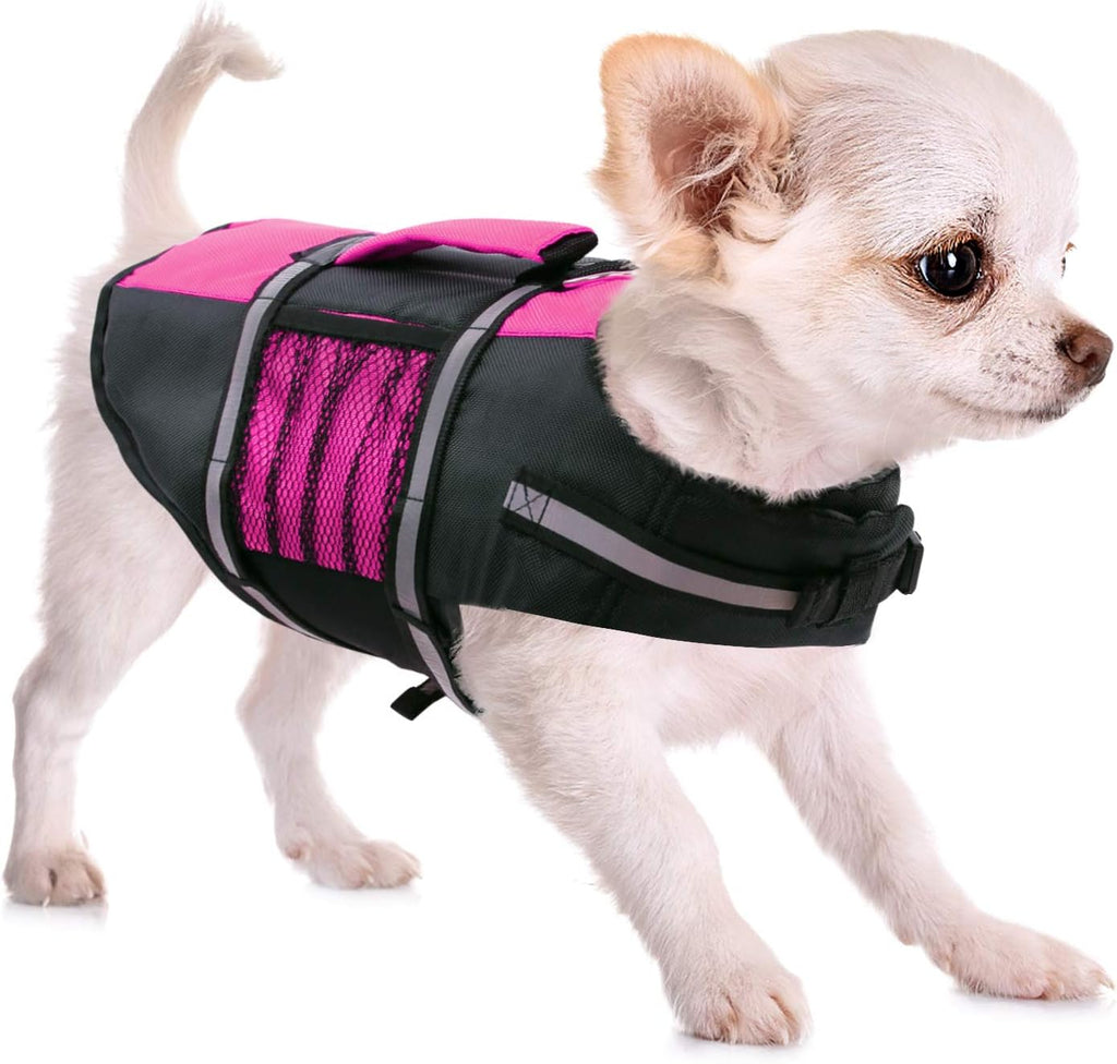 Queenmore dog life jacket in pink front view on a small dog