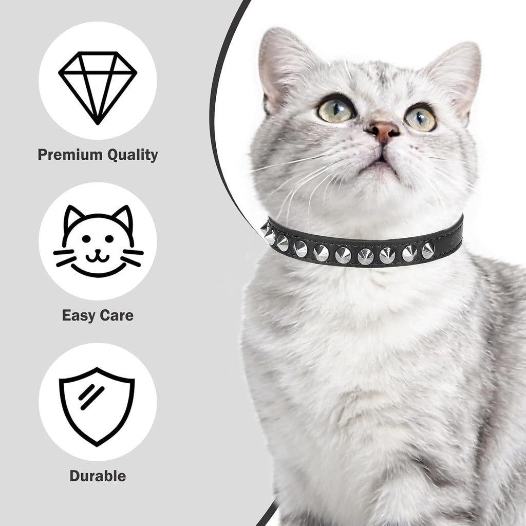 Black genuine leather kitty collar by Dillybud with breakaway safety features