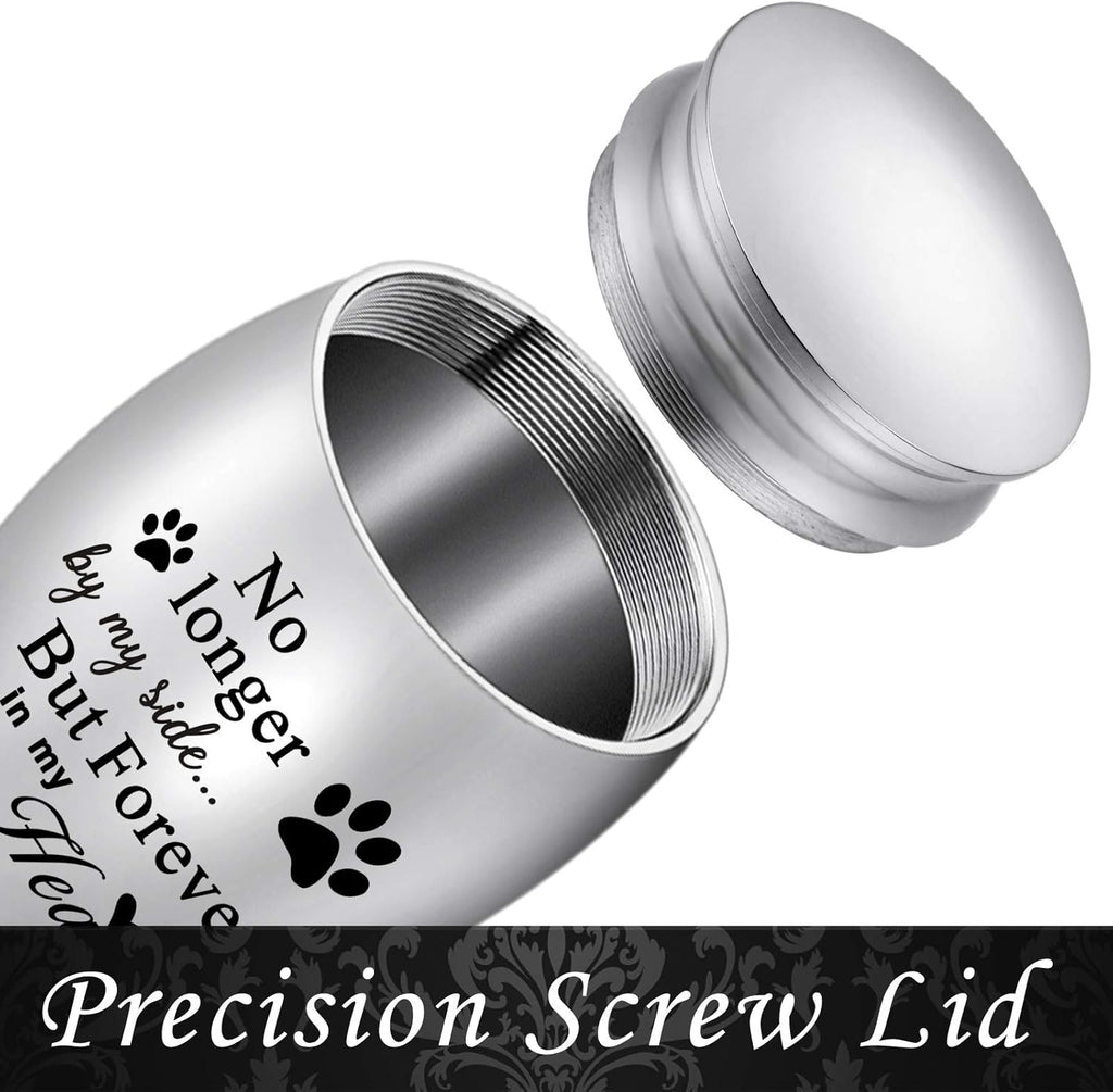 Angle perspective of the 1.57 inches silver mini pet memorial urn.