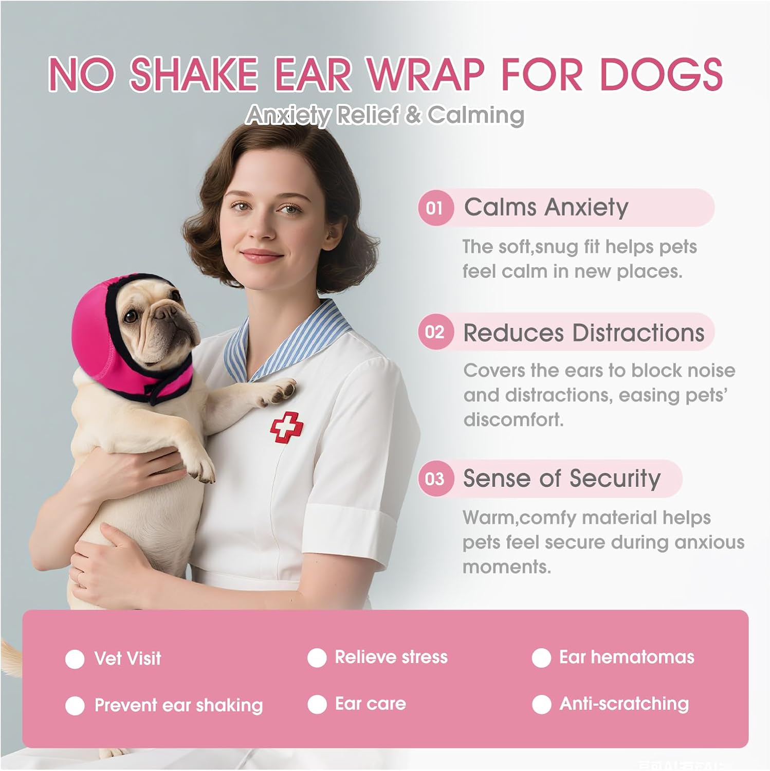 Anxiety relief pet ear protection hood for thunderstorms and fireworks