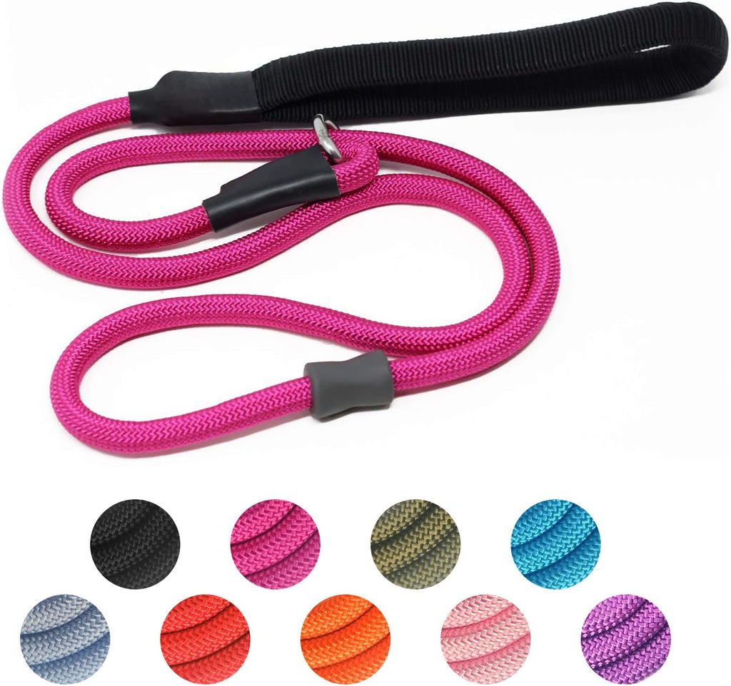 Strong Slip Rope Dog Training Leash (4ft) - Heavy Duty Durable Braided Nylon Lead with Rubber Stopper & Padded Handle - Large Medium Small Dogs No Pull Walking (Black, 1/2" x 4ft) - Image 15