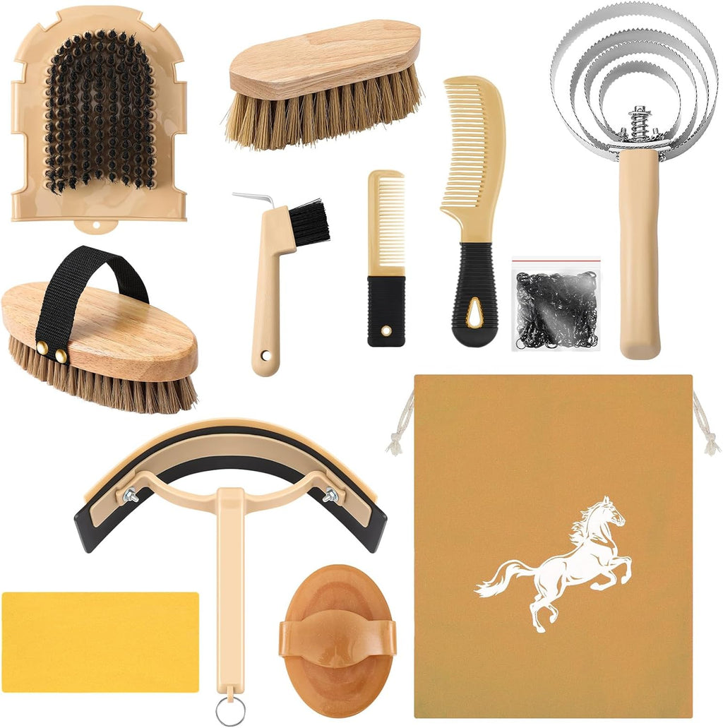 Abbylike 12 piece horse grooming kit with storage tote bag