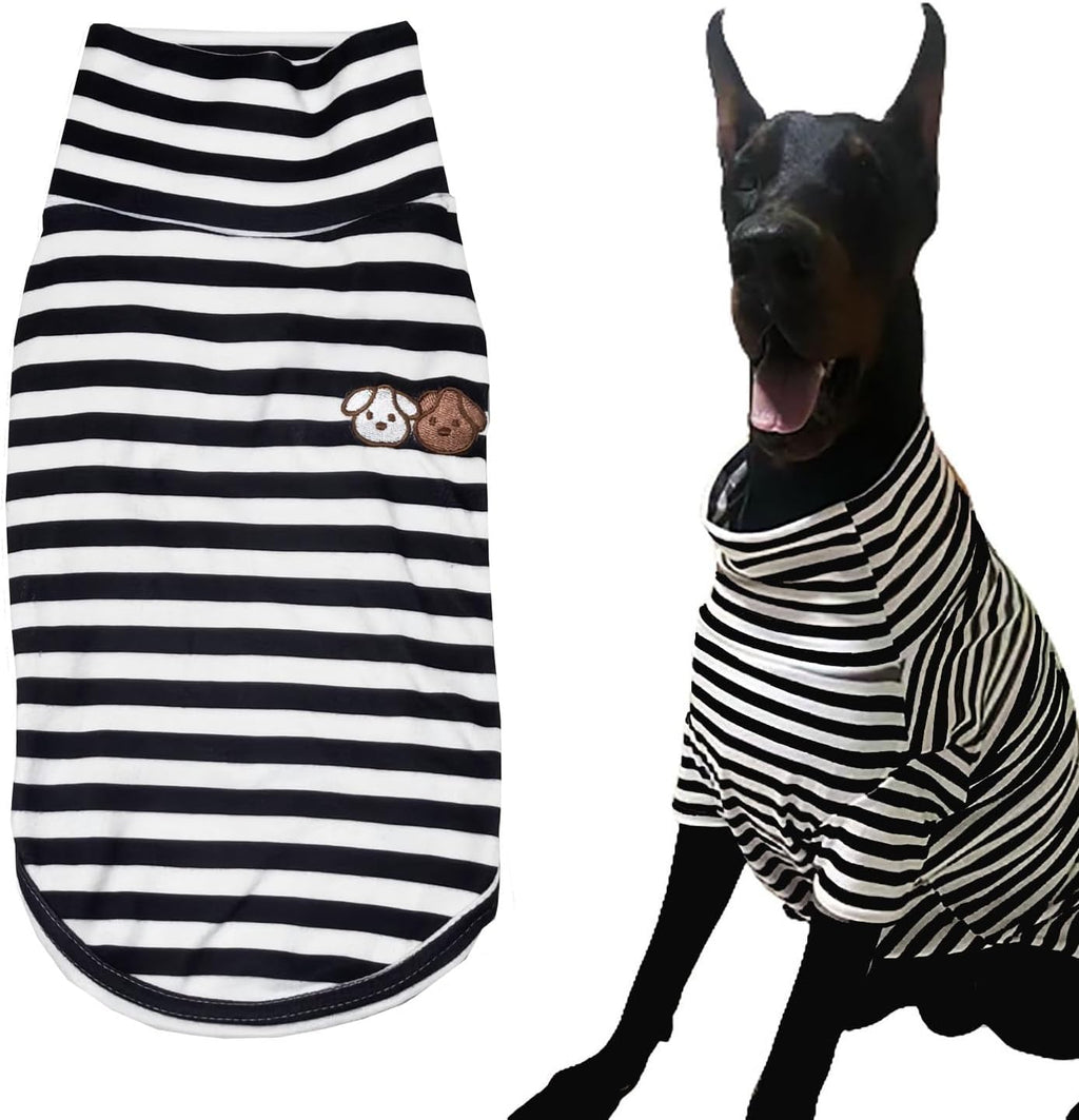 Turtleneck Dog Shirt Cute Doggie Embroidery Super Soft Dog Sweatshirt Stretchy Striped Puppy Pullover for Cats Small Medium Large Dogs (X-Large, Brown Striped) - Image 12