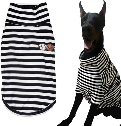 Turtleneck Dog Shirt Cute Doggie Embroidery Super Soft Dog Sweatshirt Stretchy Striped Puppy Pullover for Cats Small Medium Large Dogs (X-Large, Brown Striped) - Image 12