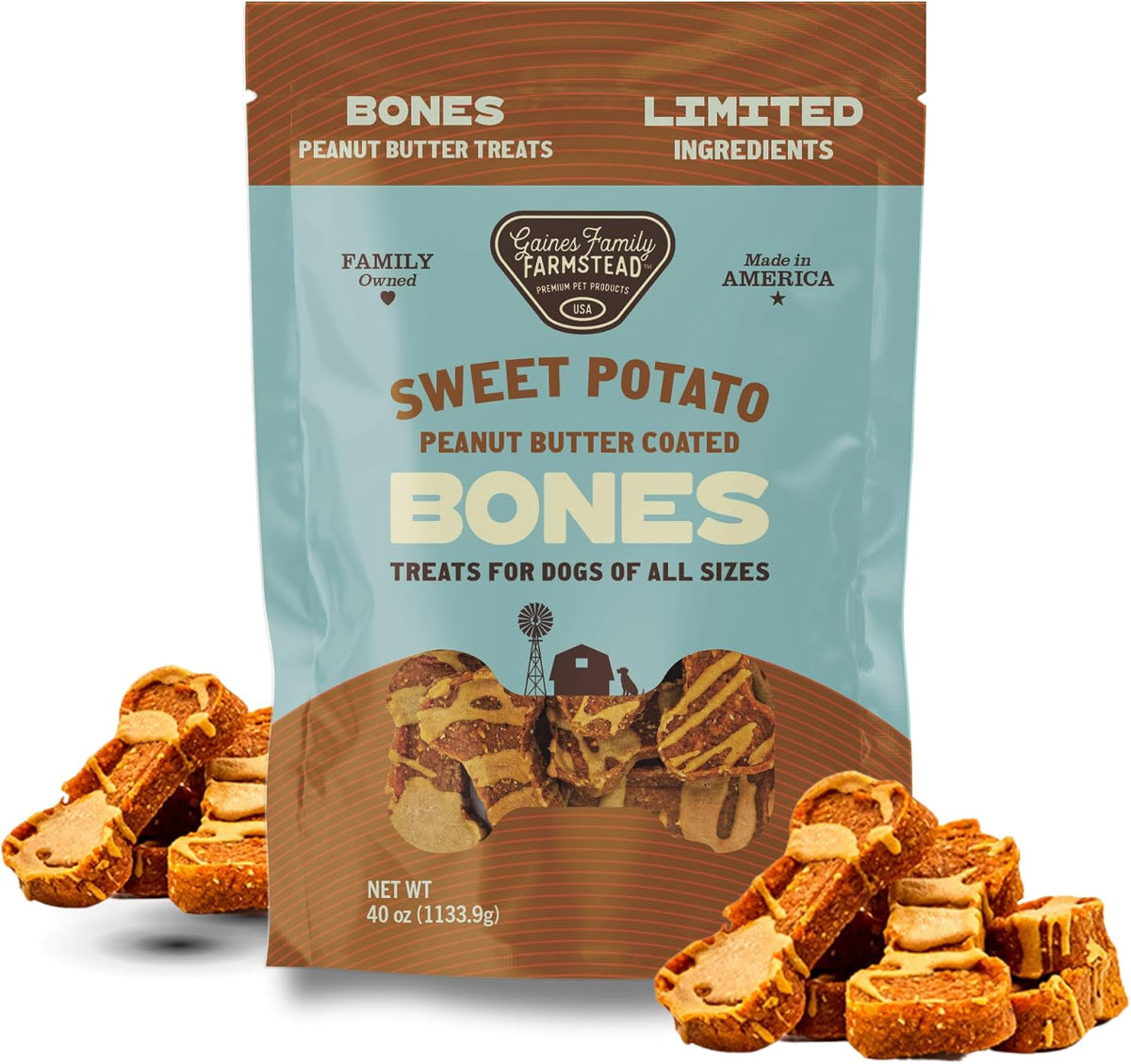Gaines Family Farmstead Sweet Potato Dog Bones - 32 oz Bag, All-Natural, Single Ingredient, Grain-Free Dog Treats for Digestive Health, High Fiber - Training & Rewards, Made in USA - Image 12