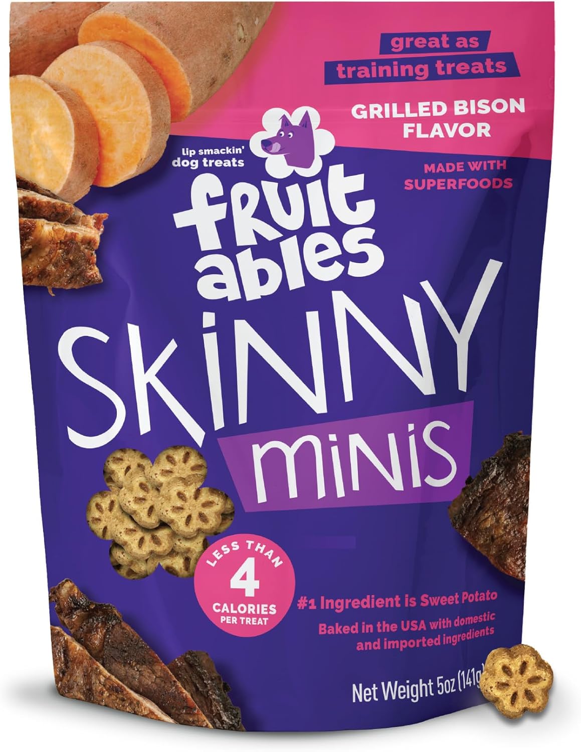 Fruitables Skinny Mini Dog Treats, Healthy Sweet Potato Treat for Dogs, Low Calorie & Delicious, Puppy Training, No Wheat, Corn or Soy, Made in the USA, Bacon and Apple Flavor, 12oz - Image 12