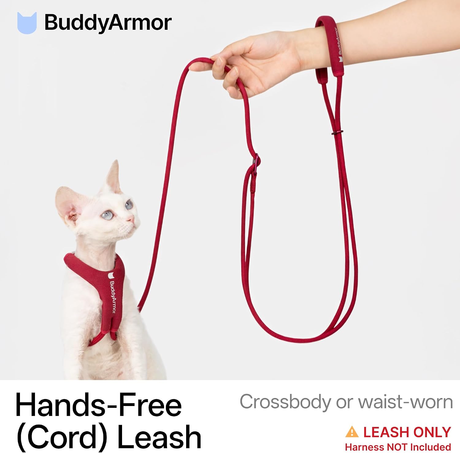 BuddyArmor adjustable cat leash waist worn mode