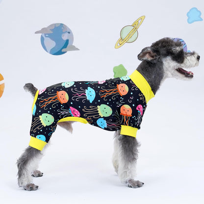 Close up details of the stretchable leg bands on puppy clothes