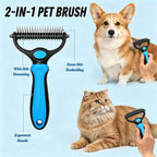 Undercoat rake pet detangling comb highlighting the rounded stainless steel teeth