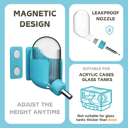 Hamster Water Bottle with Magnetic Holder, 3.4 oz Water Dispenser for Syrian Dwarf Hamster Mouse Rat Degu - Image 4