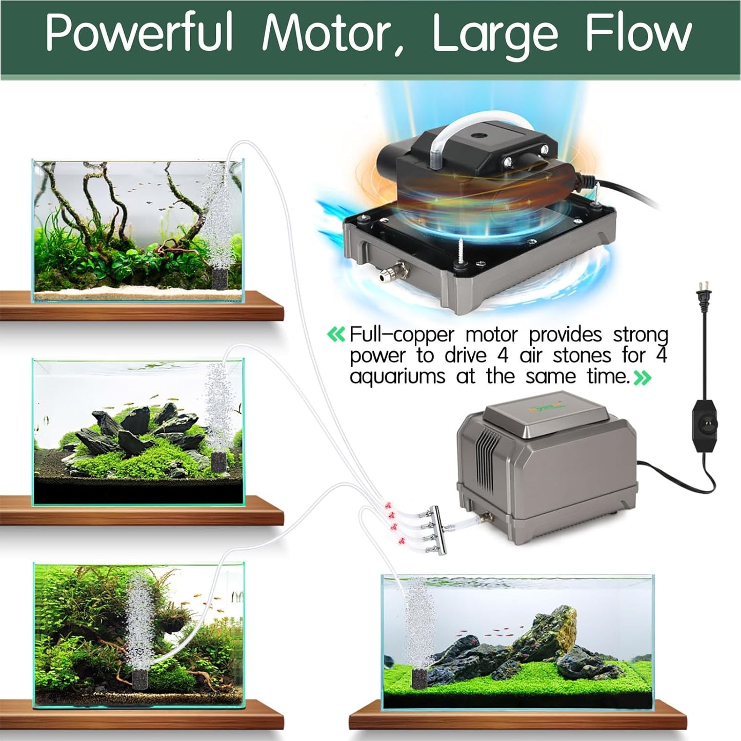 Close up of Hygger fish tank air pump adjustable control knob