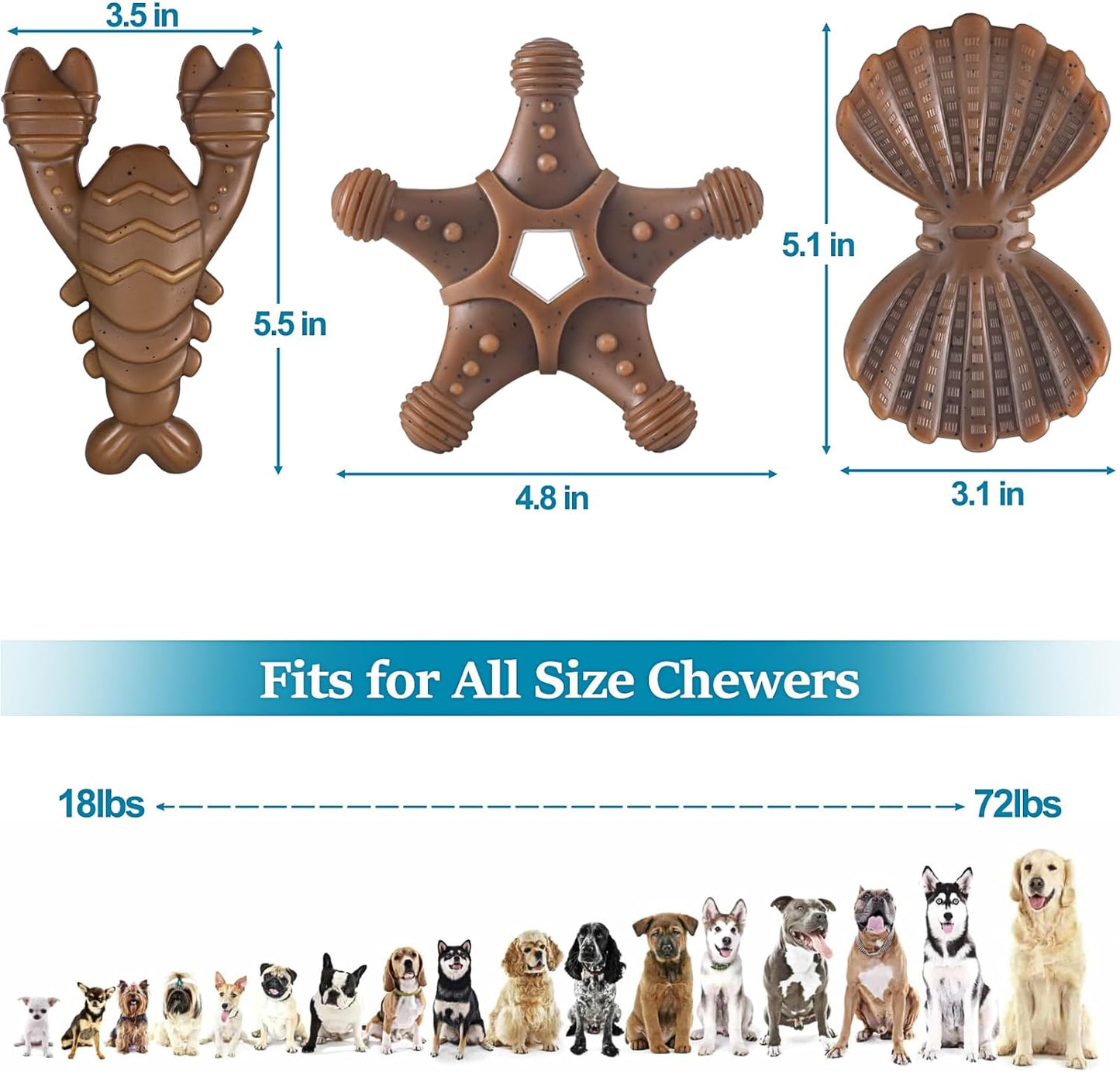 Nezin 3 pack dog toys assortment for heavy chewers