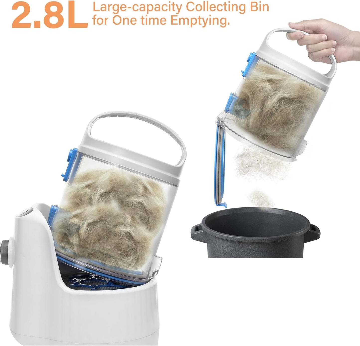Petmolico professional dog grooming vacuum kit displaying all four interchangeable tools and flexible hose.