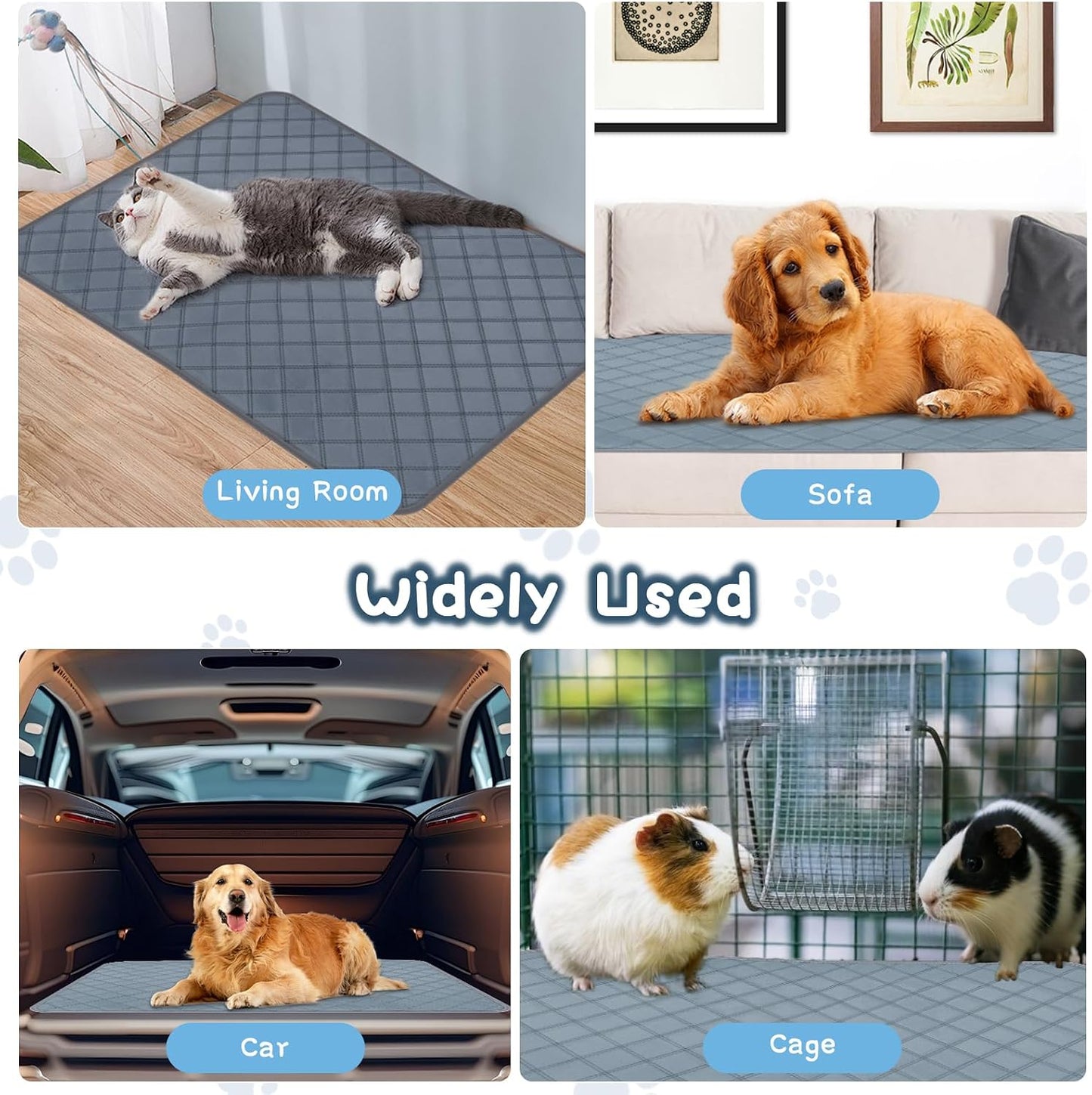 Small animal cage setup using reusable absorbent mats