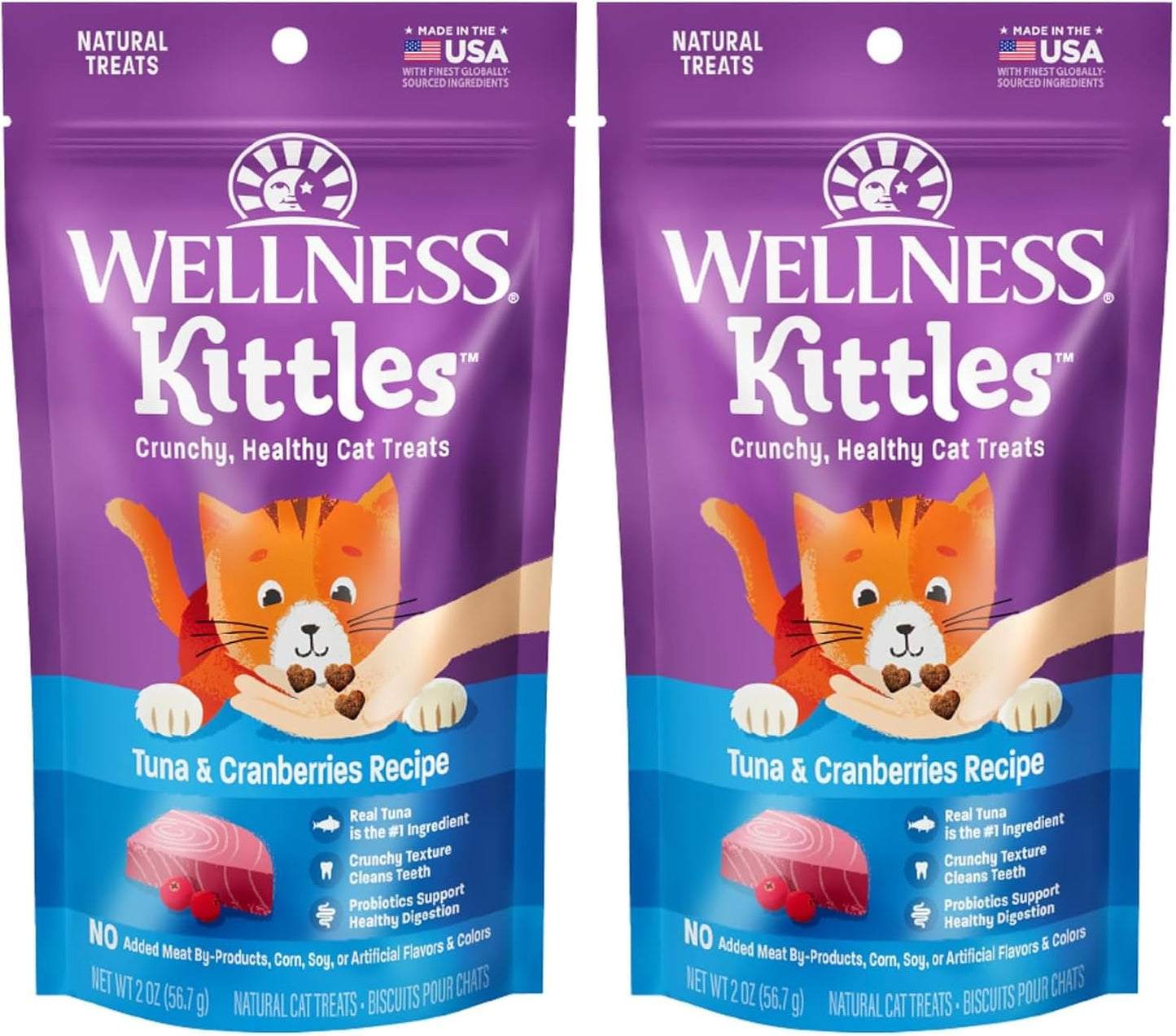 Wellness Kittles Crunchy Cat Treats, All Lifestages, Kitten to Senior, Natural, Grain Free, Chicken and Cranberry Flavor, 2 oz Bag - Image 13