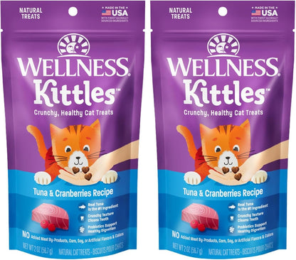 Wellness Kittles Crunchy Cat Treats, All Lifestages, Kitten to Senior, Natural, Grain Free, Chicken and Cranberry Flavor, 2 oz Bag - Image 13