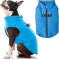 Gooby puffer vest blue large front view for dogs