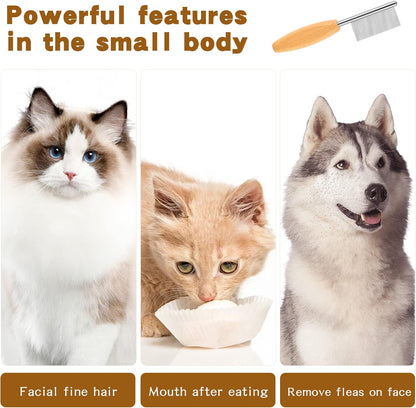 Premium metal dog face comb designed for detangling matted fur around sensitive eyes and paws
