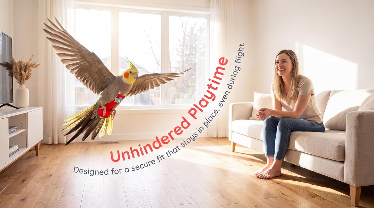 Reusable Bird Diapers Clothes 4-Pack 3D-Cut Flight Suit for Cockatiels - Image 5
