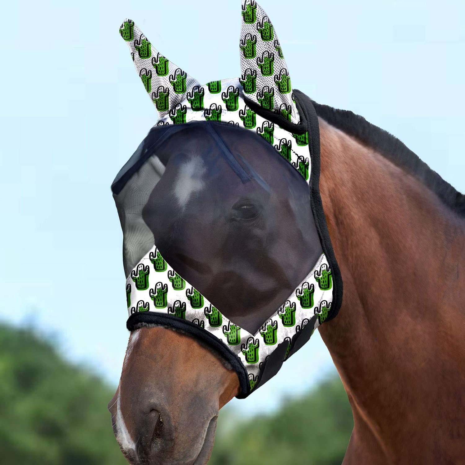 Harrison Howard LumiVista Horse Fly Mask Standard with Ears UV Protection for Horse Dream Star L Full Size - Image 12