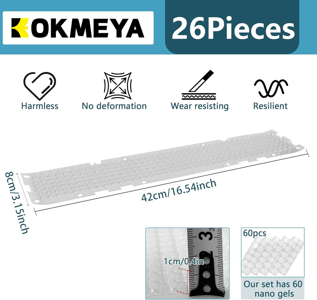 26 Pack Scat Mat for Cats - 3.3 x 16.7 Inch Cat Deterrent Mat to Keep Cats Out of Yard Permanently, Dog and Cat Spikes Mat with 0.5 Inch Sturdy Design Spike for Cat Pee Deterrent - Image 3