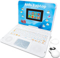HAIOUMM kids laptop educational color screen device front view showing keyboard and mouse.