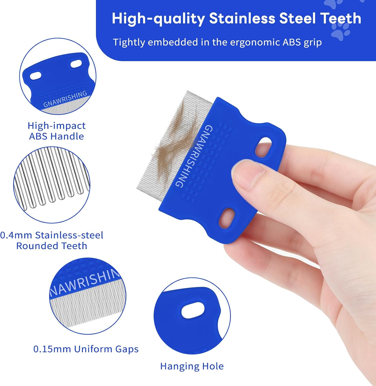 Long handle pet grooming comb for floating hair removal