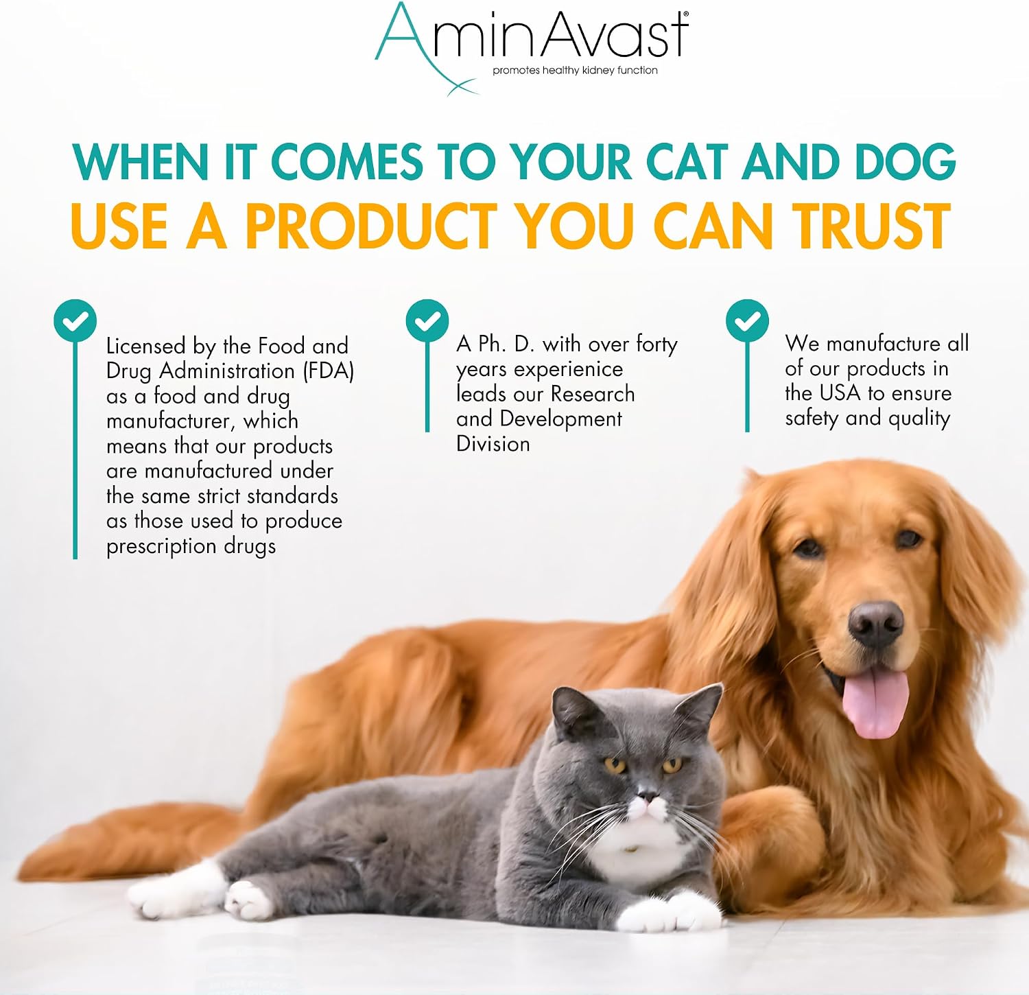 AminAvast Small Dogs & Cat Kidney Support - Promotes Healthy Kidney Support in Cats & Small Dogs - 300mg, 60 Capsule - Image 6
