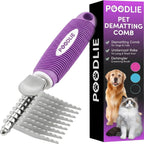 Poodle Pet Detangling Pet Comb with Long & Short Stainless Steel Teeth for Removing Matted Fur, Knots & Tangles - Detangler Tool Accessories for Safe & Gentle DIY Dog & Cat Grooming - Image 13