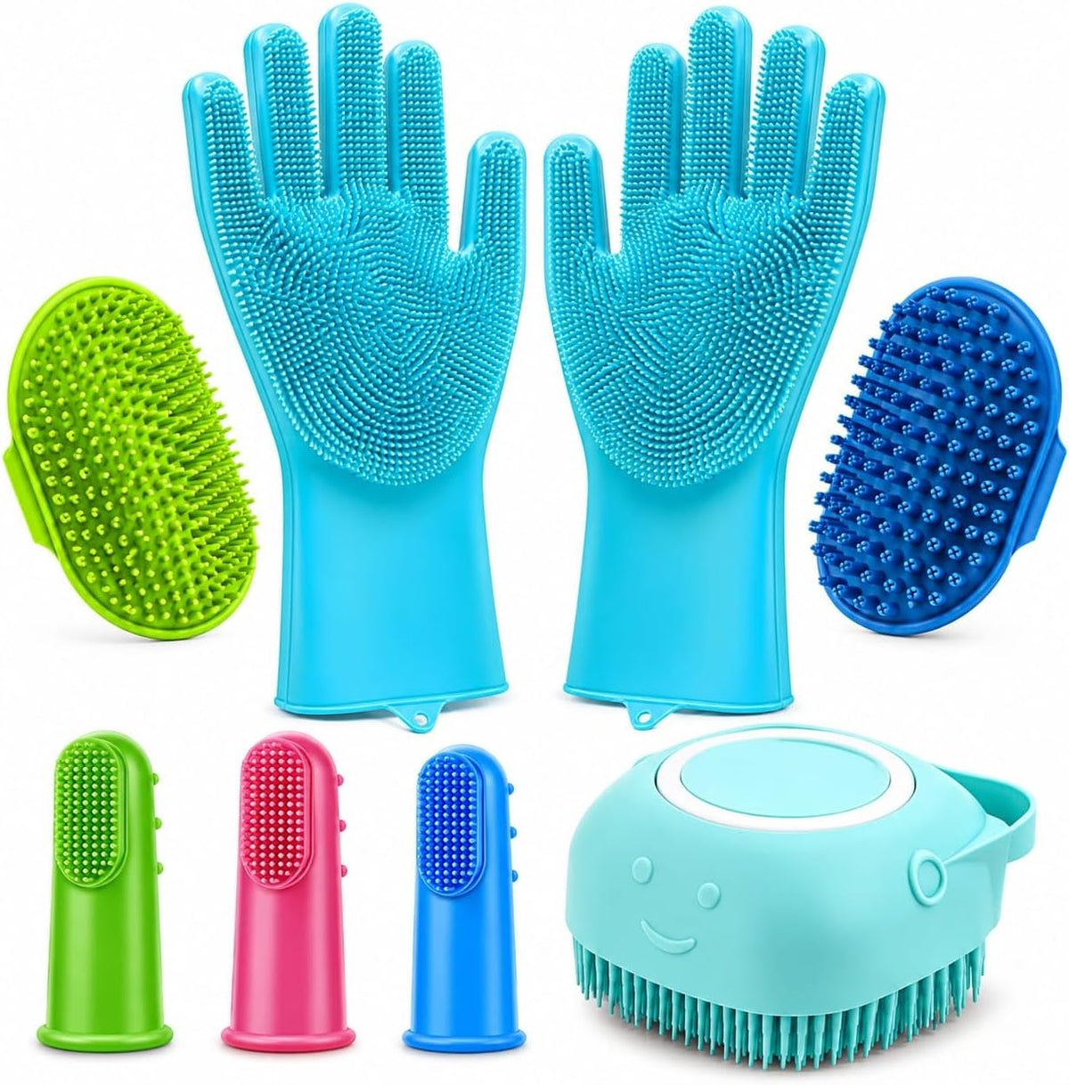 Kesarunique 8 Piece Pet Grooming Kit front view for dogs and cats