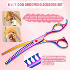 Close up of the Japanese steel blades on the Nyutcwe professional rainbow pet grooming kit