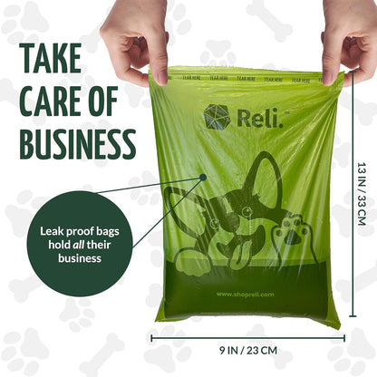 Reli twelve hundred count unscented doggy bags with carabiner clip holder