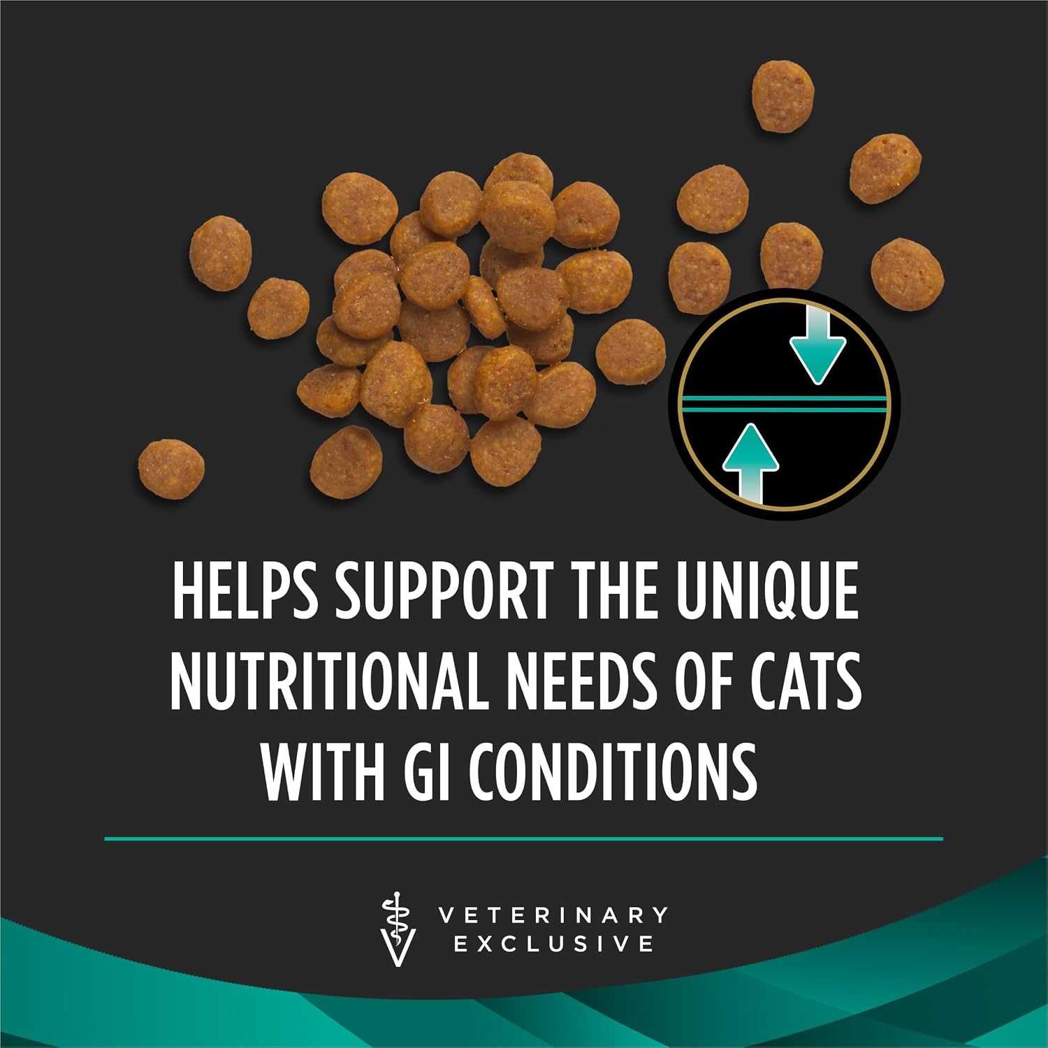 Close up view of the ingredients list on a 6 pound bag of Purina EN Gastroenteric cat food