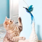 JXFUKAL natural feather cat teaser replacement parts set on white background.