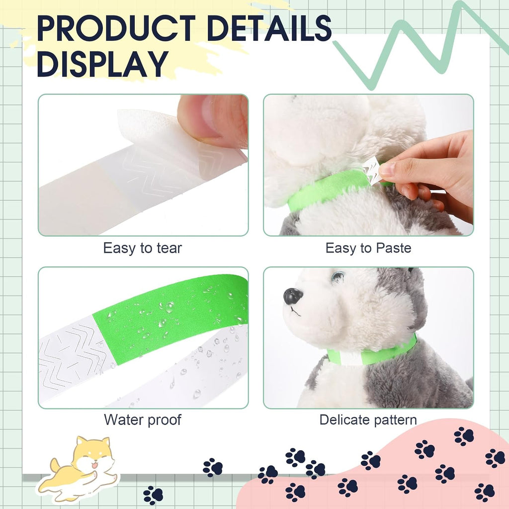 Ten colorful pet identification bands spread out sequentially to showcase the vivid color variety for litter management.