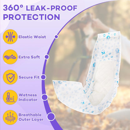 BURVAGY 50 Count Disposable Male Dog Wraps, Male Dog Diapers, Super Absorbent Pee Wraps, Belly Bands for Dogs, Leak Proof, Wetness Indicator, Puppy and Doggie Diaper for Peeing, Small - Image 9