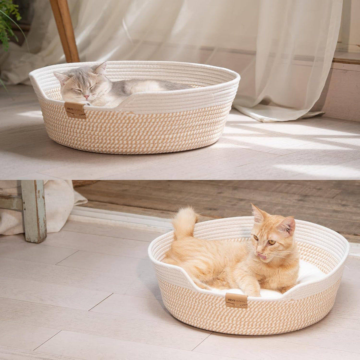 Side profile of Cheerhome Pets cat bed basket