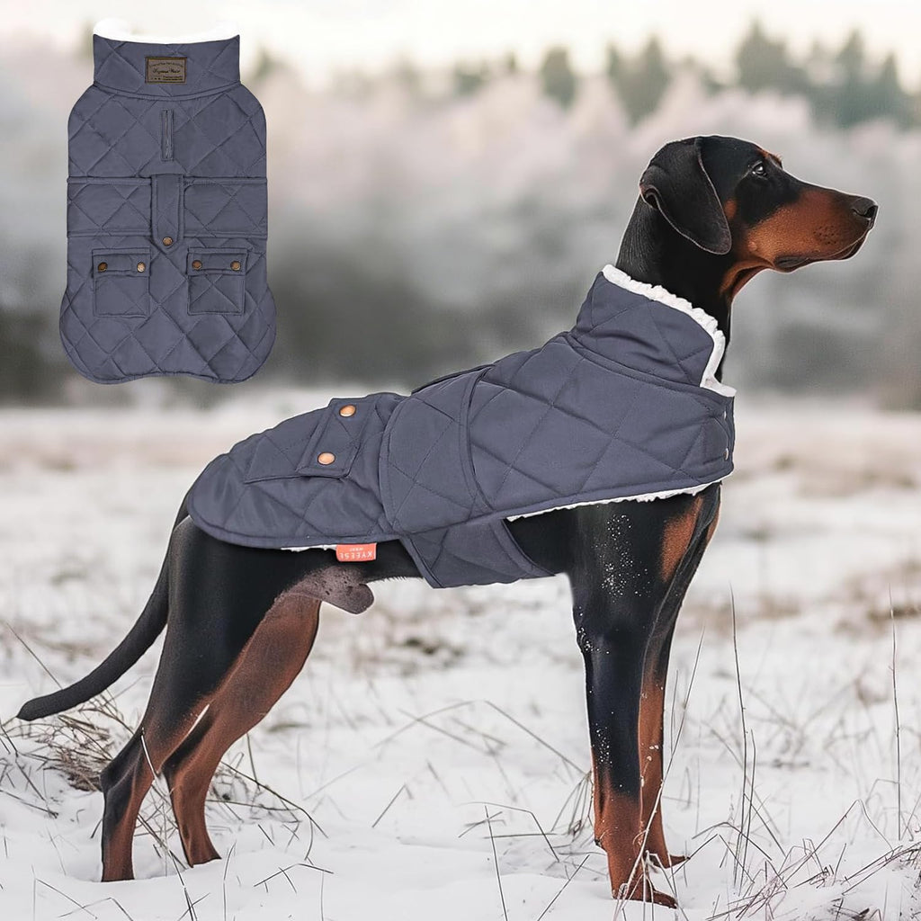 KYEESE Dog Coat Warm Pets Clothes for Cold Weather Soft Pet Sweater with Leash Hole Thick Pet Winter Puffer Coat with Pocket Windproof Dogs Jacket with Fleece Lined Waterproof Dog Coats for Large Dogs - Image 9