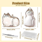 Transparent pet hair collection keychain set with wire rings displaying pet fur inside the capsule charm