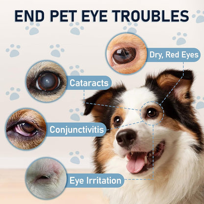 Natural pet eye infection treatment package details displaying instructions for dogs and cats