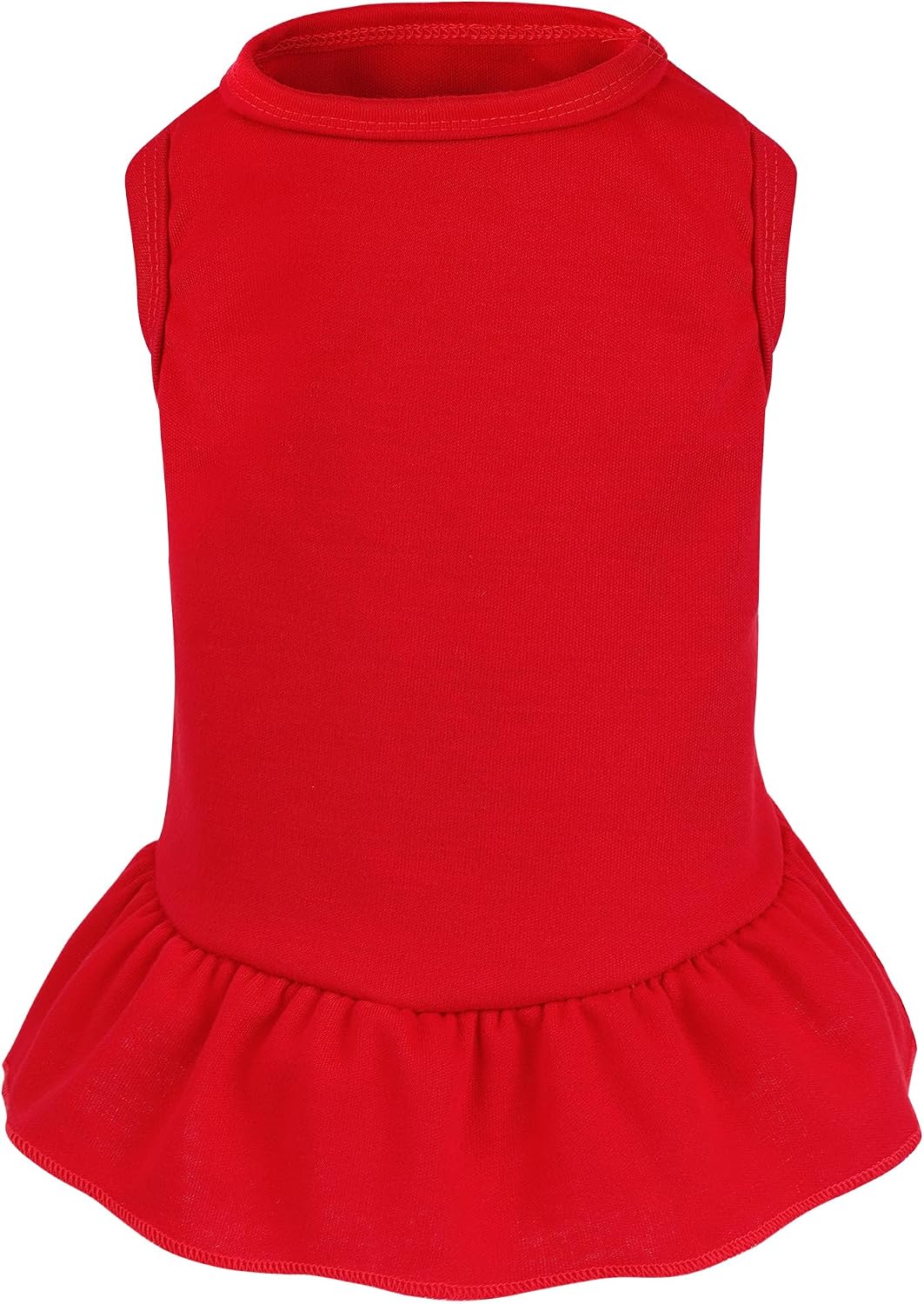 Choyaxo sleeveless puppy dress demonstrating the stretchiness of the comfortable chest area