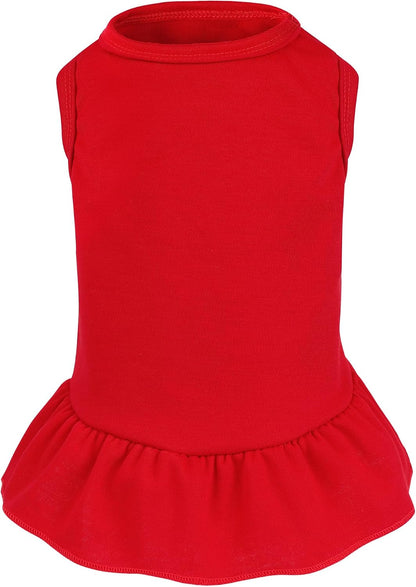 Choyaxo sleeveless puppy dress demonstrating the stretchiness of the comfortable chest area
