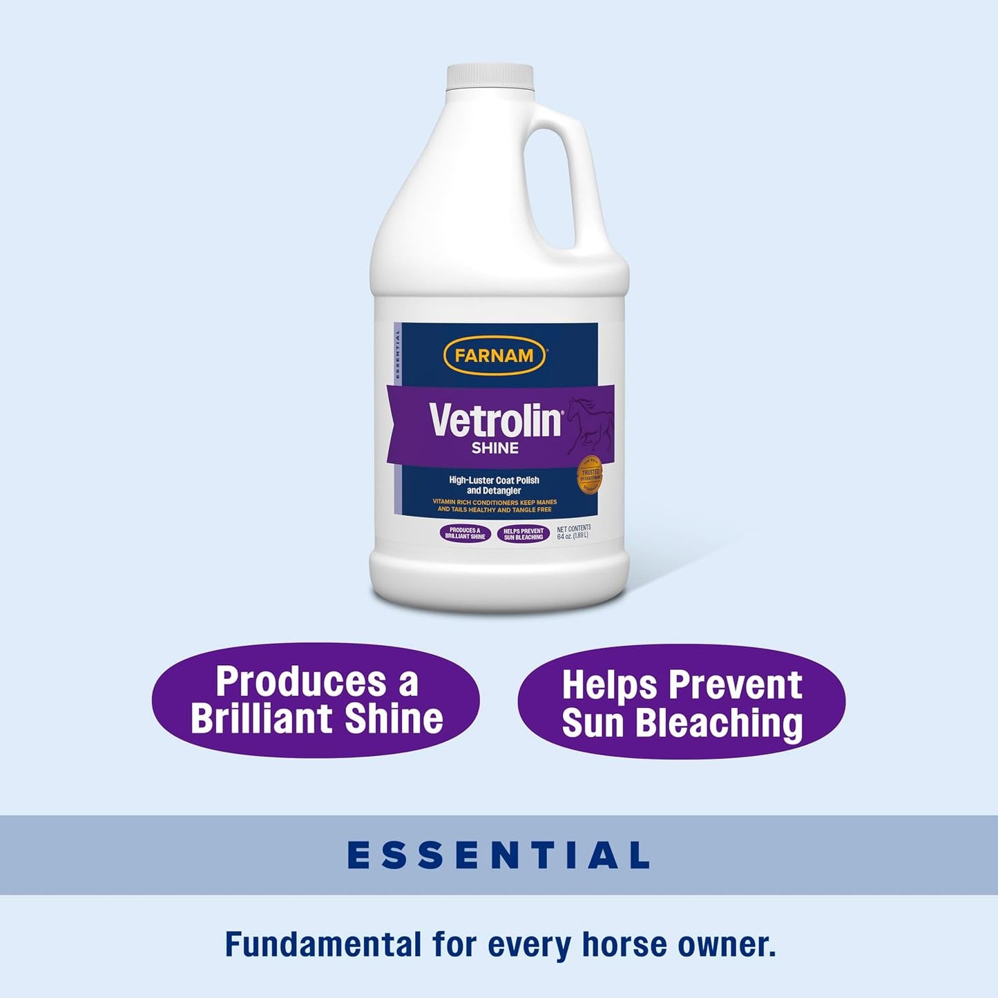 Farnam Vetrolin Shine grooming spray protecting animal coat from sun bleaching