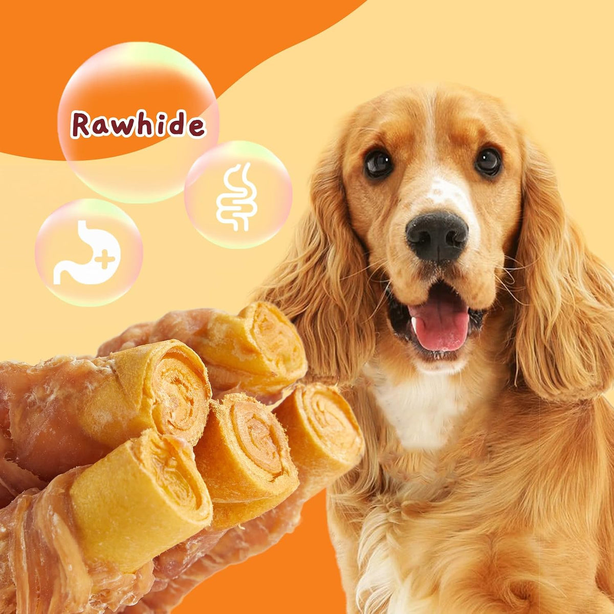 Jungle Calling 10.6 ounce bag of chicken wrapped rawhide dental sticks for dogs